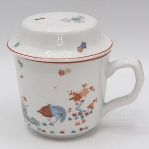 Limoges Prince du Condé Kakiemon Decor Coreen Porcelain Tea Cup w/ Lid